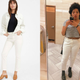 My pose isn’t great in this random rest stop bathroom in Texas, but they look great IRL!!! | Photo on the left via Everlane, Photo on the right via random rest stop bathroom in east Texas.